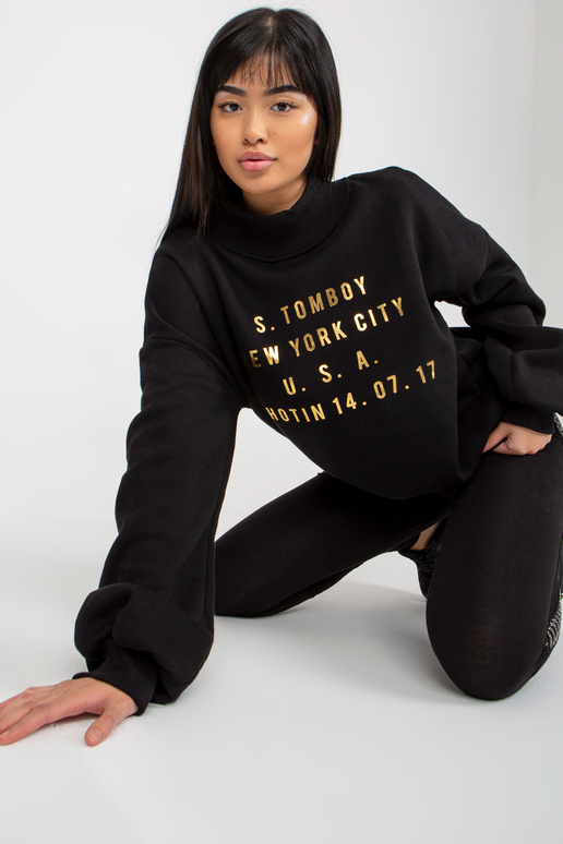 Černá mikina s potiskem a rolákem