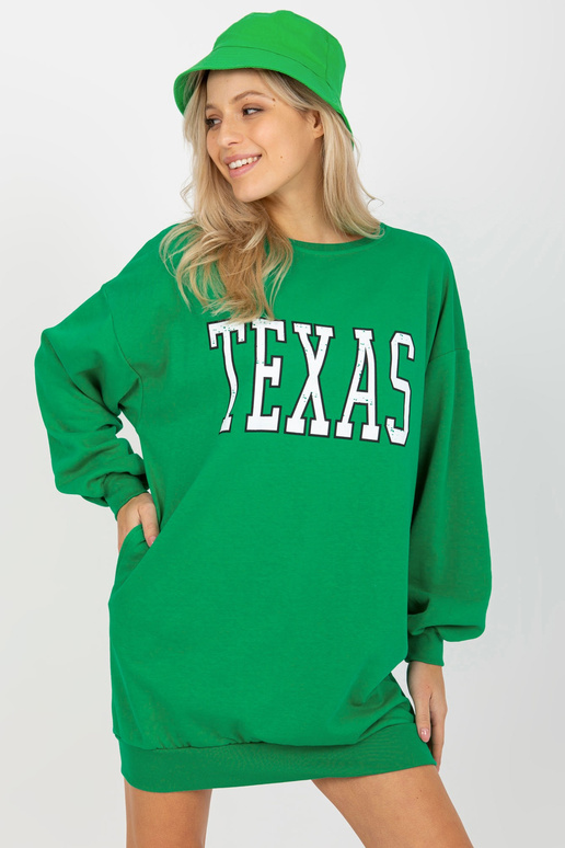 Zelená dlouhá volná mikina s nápisem...