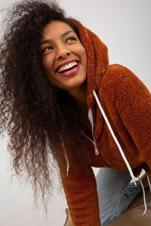 Světle hnědá kožešinová mikina RUE PARIS