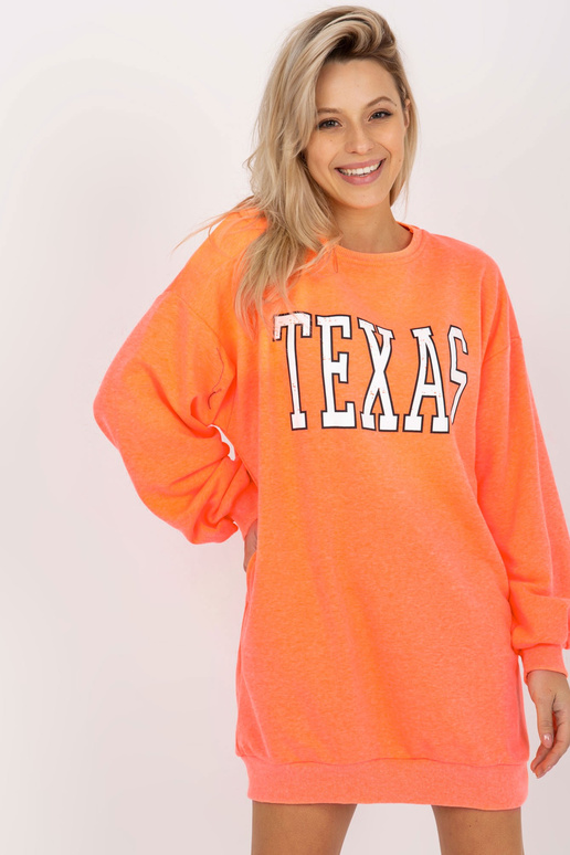 Fluo oranžová oversize mikina s potiskem