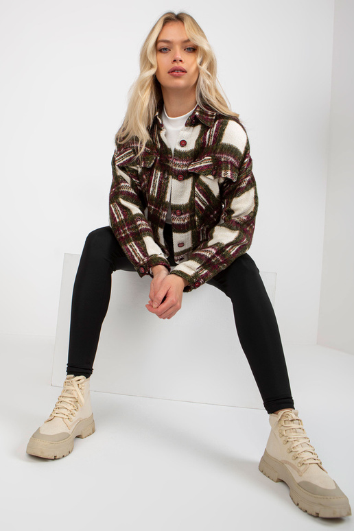 Vínová a khaki teplá kostkovaná...