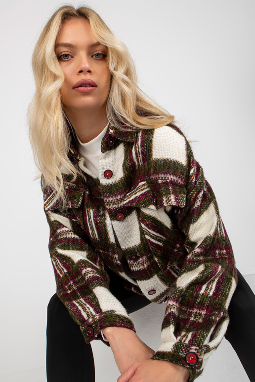 Vínová a khaki teplá kostkovaná...