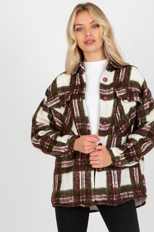 Vínová a khaki teplá kostkovaná...