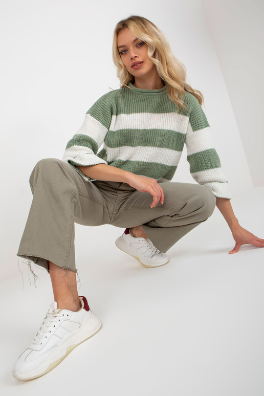 Khaki damskie spodnie jeansowe z... Khaki damskie spodnie jeansowe z...