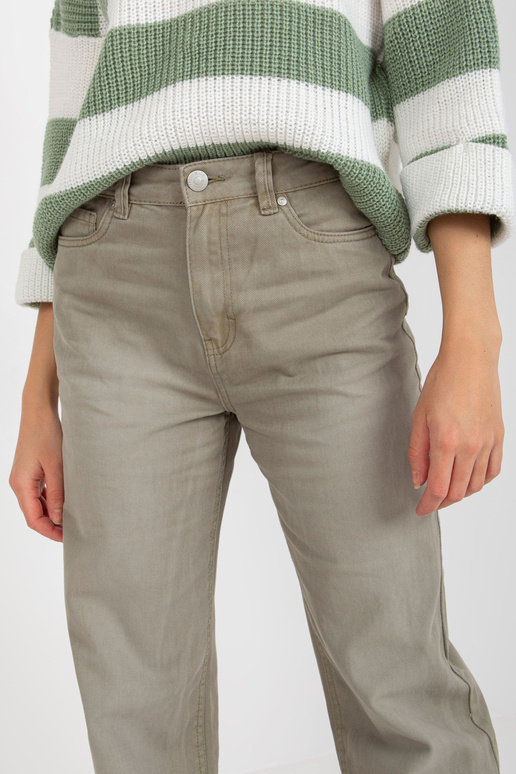 Khaki damskie spodnie jeansowe z... Khaki damskie spodnie jeansowe z...
