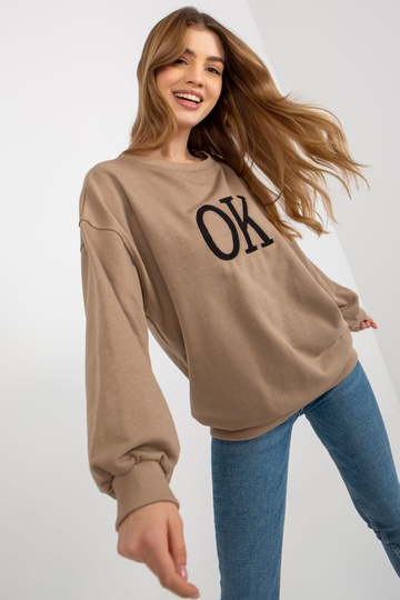 Tmavě béžová volná mikina...