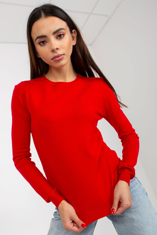 Červený jednoduchý klasický svetr s...