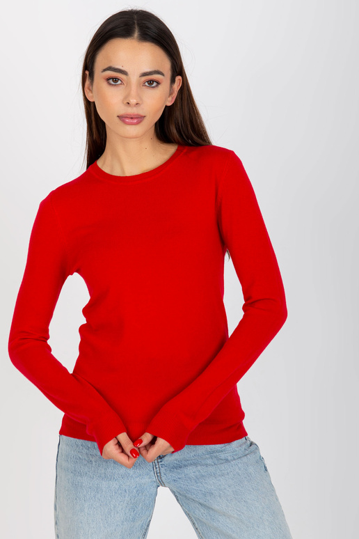 Červený jednoduchý klasický svetr s...