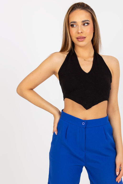 Černý crop top basic z žebrované... Černý crop top basic z žebrované...