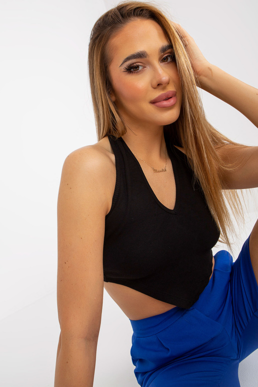 Černý crop top basic z žebrované... Černý crop top basic z žebrované...