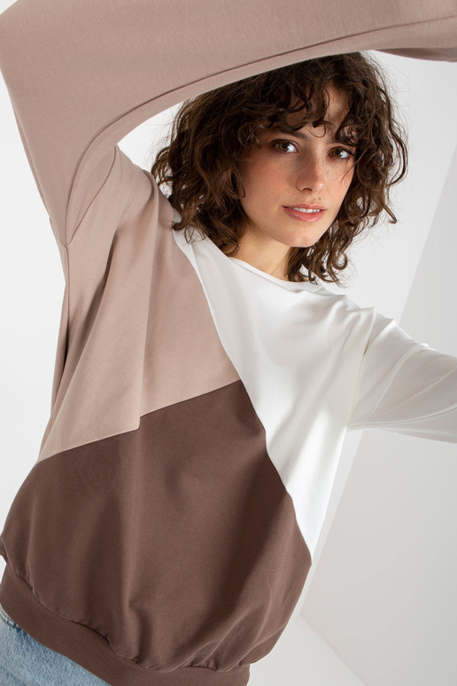 Bílá a hnědá základní bavlněná mikina...