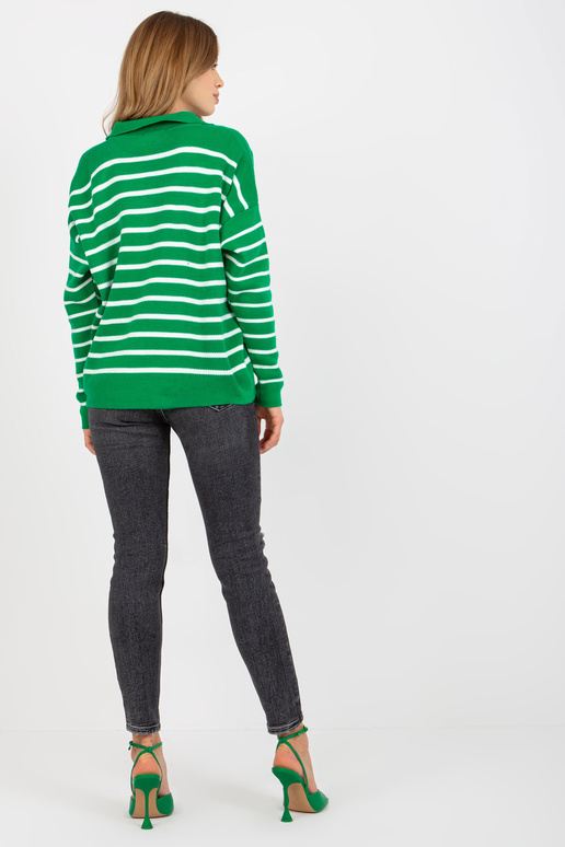 Zeleno-bílý pruhovaný oversize svetr...