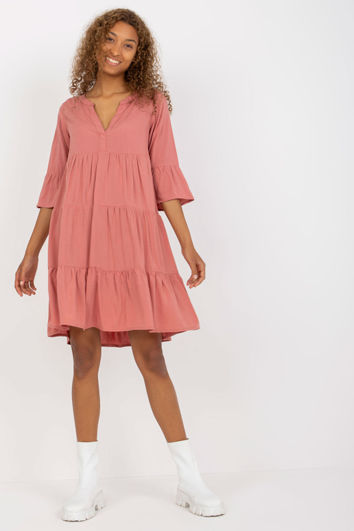 Zaprášené růžové viskózové šaty s...