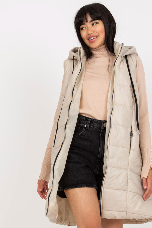 Světle béžová dlouhá prošívaná vesta...