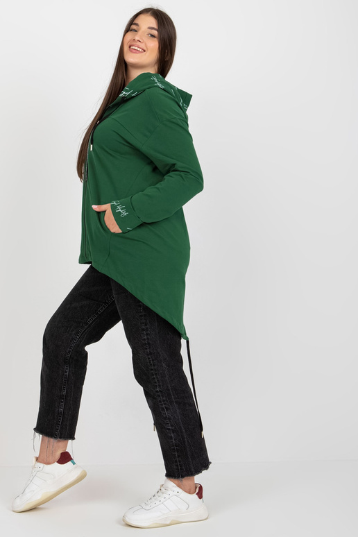 Tmavě zelená mikina s kapucí plus...