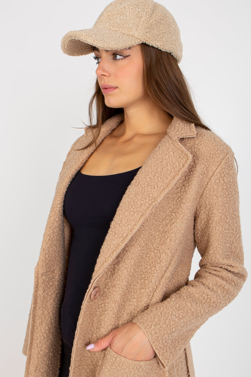 Béžový plyšový maxi kabát s vázáním... Béžový plyšový maxi kabát s vázáním...