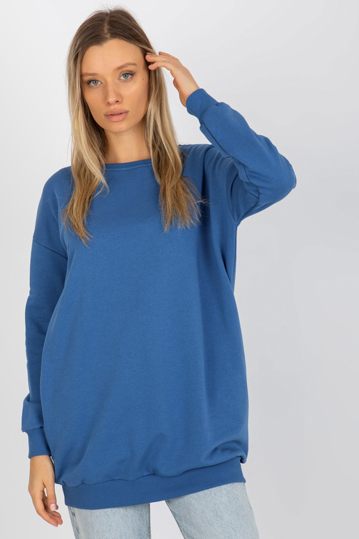 Tmavě modrá dlouhá mikina s kapsami