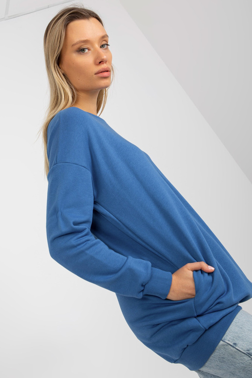 Tmavě modrá dlouhá mikina s kapsami