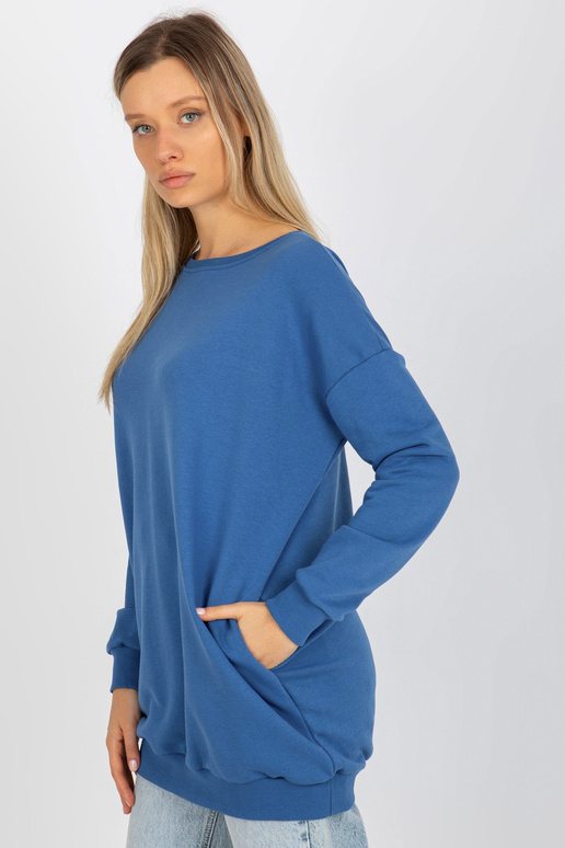 Tmavě modrá dlouhá mikina s kapsami