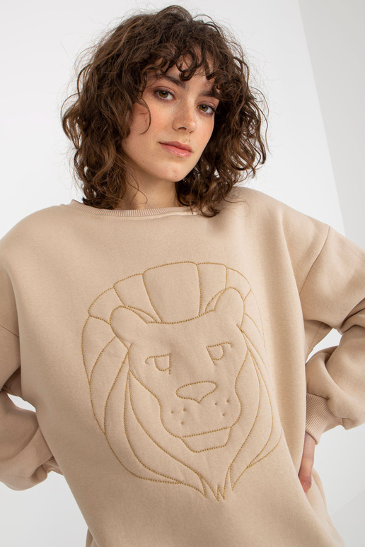 Béžová vycpaná mikina bez kapuce s...