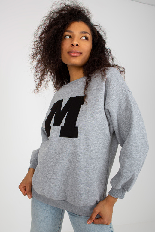Šedá mikina bez kapuce s nášivkou