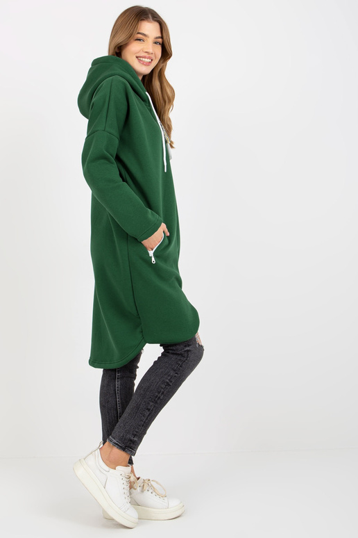 Tmavě zelená dlouhá mikina se...