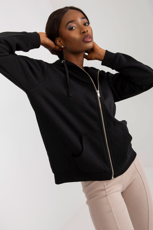 Černá basic mikina na zip s kapucí