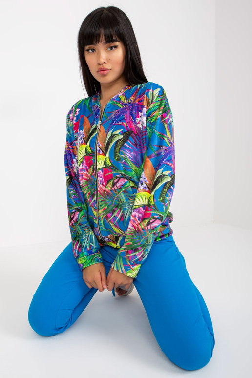 Modrofialová bomber mikina s potiskem...