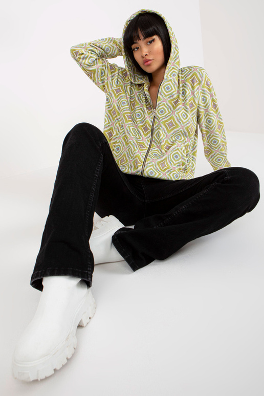 Světle zelená velurová mikina s...