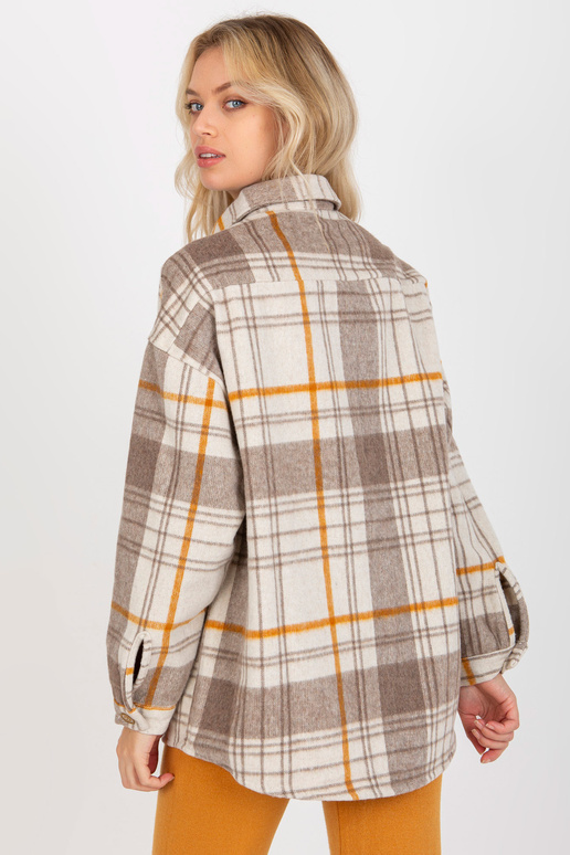 Béžová dámská teplá kostkovaná košile...