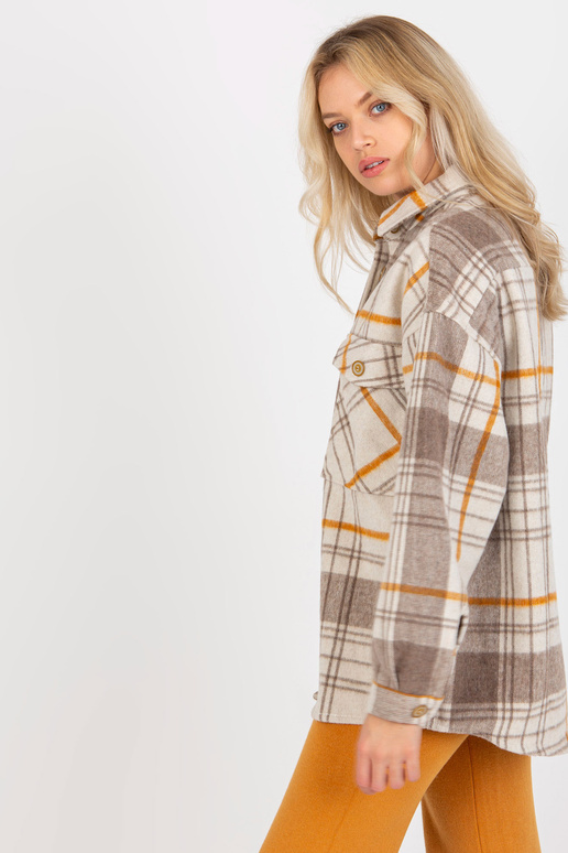 Béžová dámská teplá kostkovaná košile...
