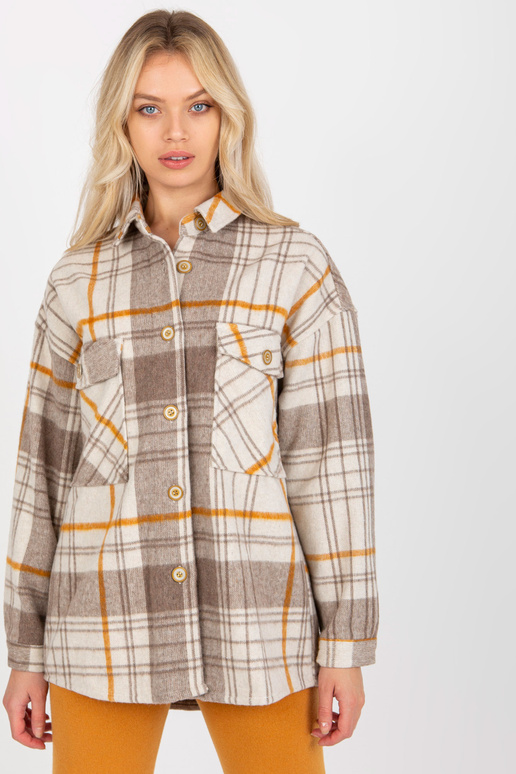 Béžová dámská teplá kostkovaná košile...