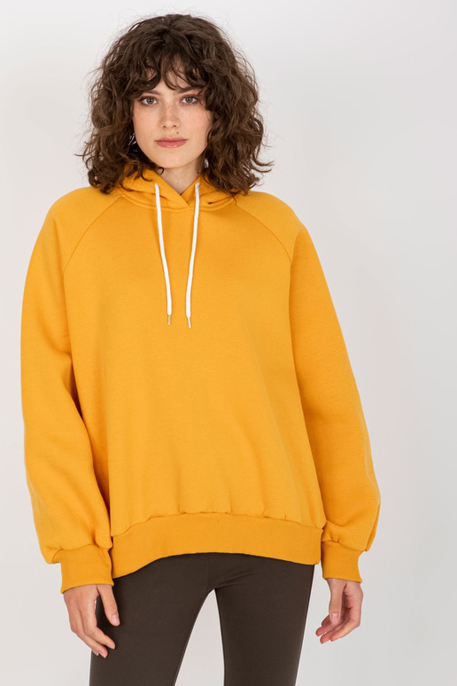 Tmavě žlutá mikina s potiskem na zádech Tmavě žlutá mikina s potiskem na zádech