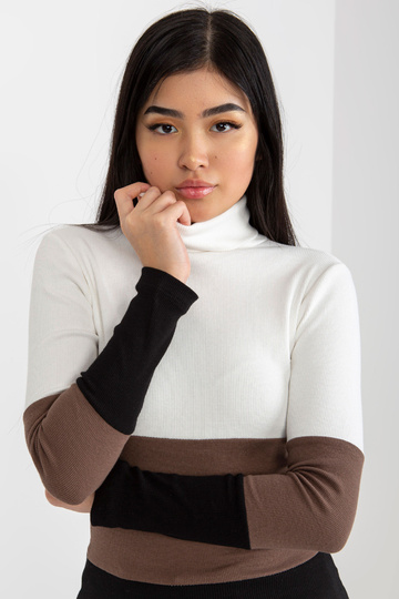 Ecru-černá basic halenka s...