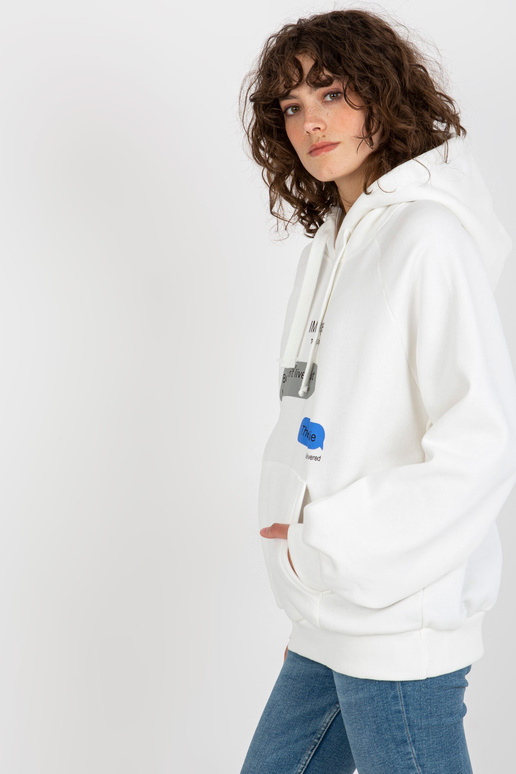 Ecru mikina oversize s klokaním potiskem