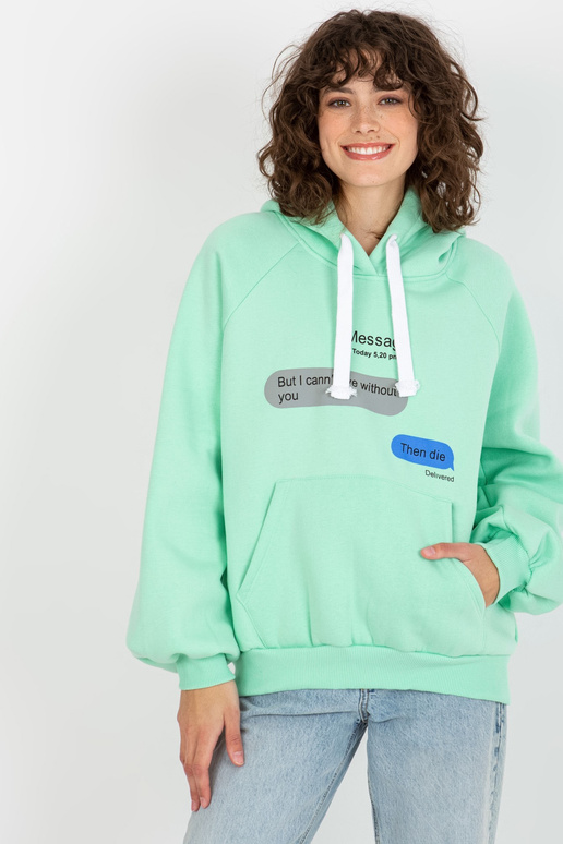 Mint mikina oversize s klokaním potiskem
