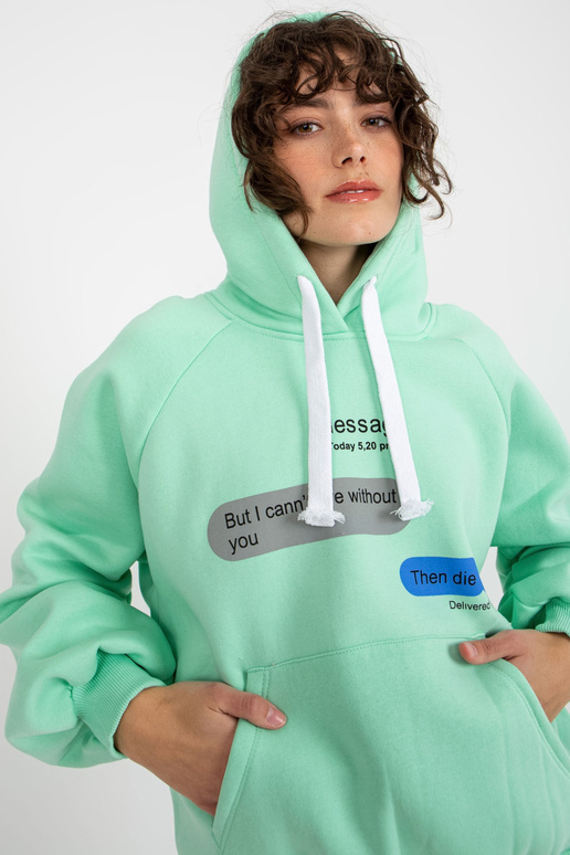 Mint mikina oversize s klokaním potiskem
