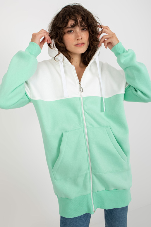 Ecru-mint mikina basic se zipem