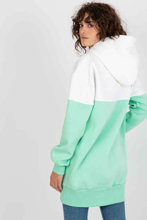 Ecru-mint mikina basic se zipem