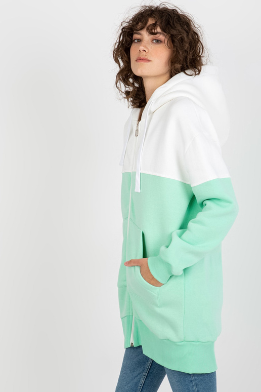 Ecru-mint mikina basic se zipem