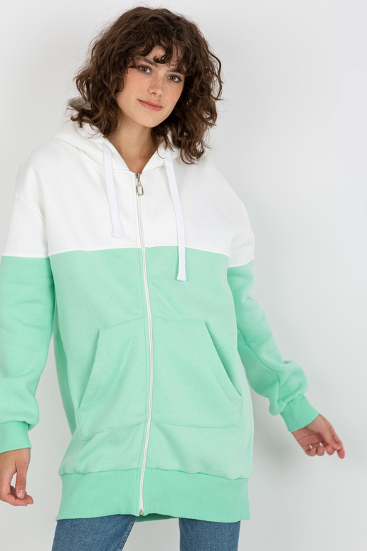 Ecru-mint mikina basic se zipem