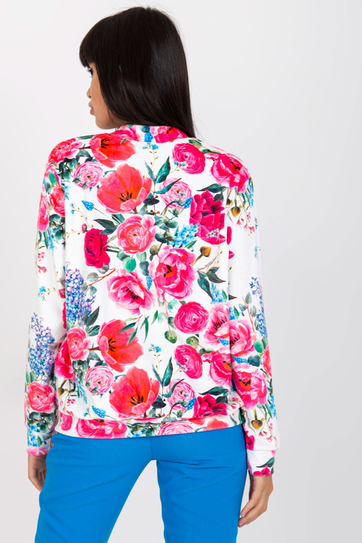 Bílo-růžová velurová bomber mikina s...