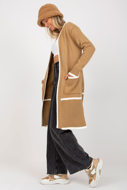 Tmavě béžový dámský kardigan s...