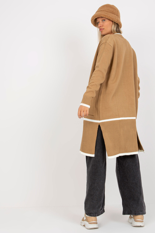 Tmavě béžový dámský kardigan s...