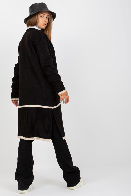 Černo-béžový dlouhý kardigan bez...