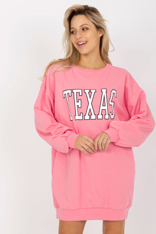 Růžová dlouhá volná mikina s potiskem...