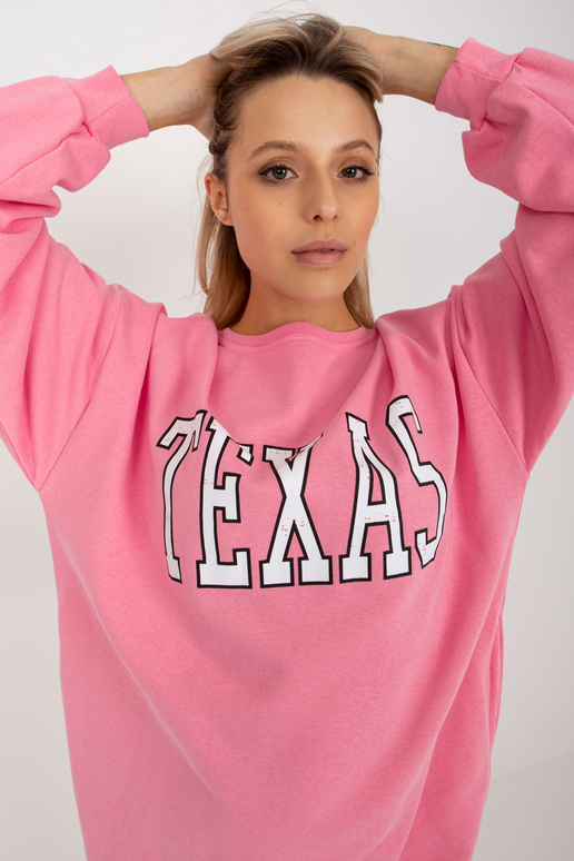 Růžová dlouhá volná mikina s potiskem...