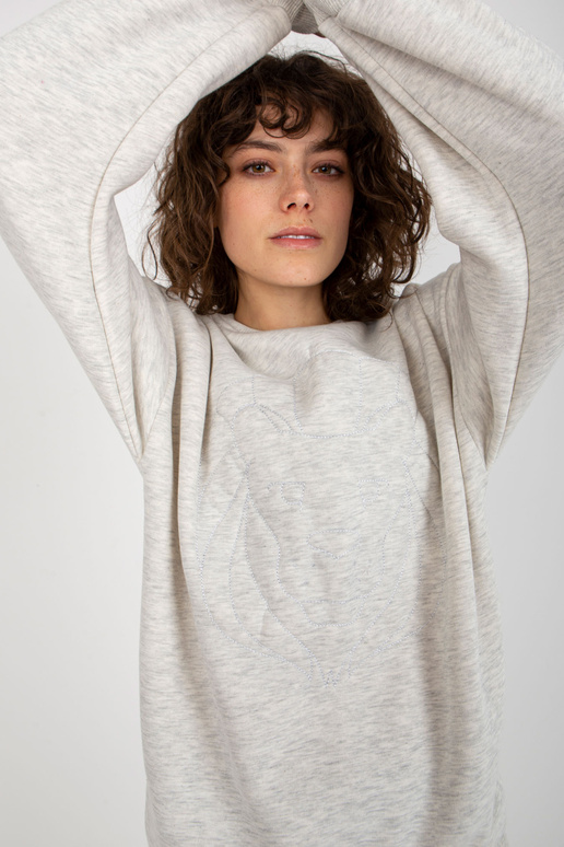 Světle šedá oversize mikina bez kapuce