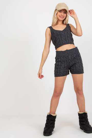 Tmavě šedá třídílná pletená...