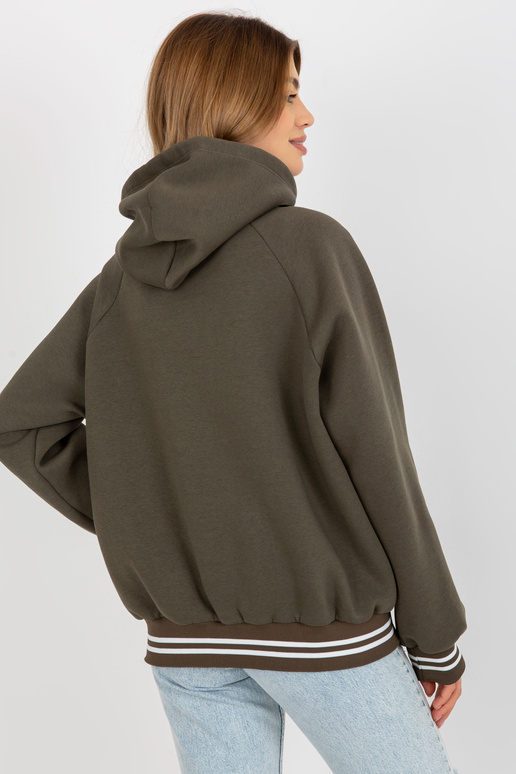 Khaki mikina s kapucí a nášivkou
